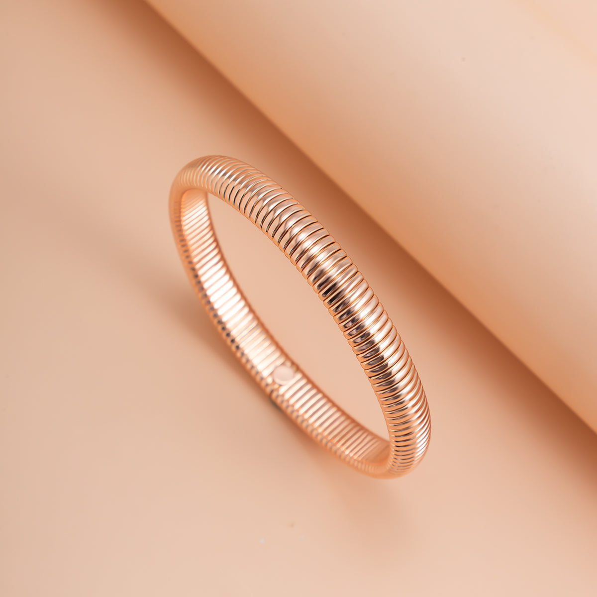 18K Rose Gold-Plated Herringbone Bangle