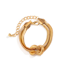 18K Gold-Plated Herringbone Chain Knot Bracelet