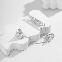 Silver-Plated Filigree Triple-Finger Ring