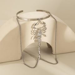 Cubic Zirconia & Silver-Plated Scorpion Chain Arm Cuff