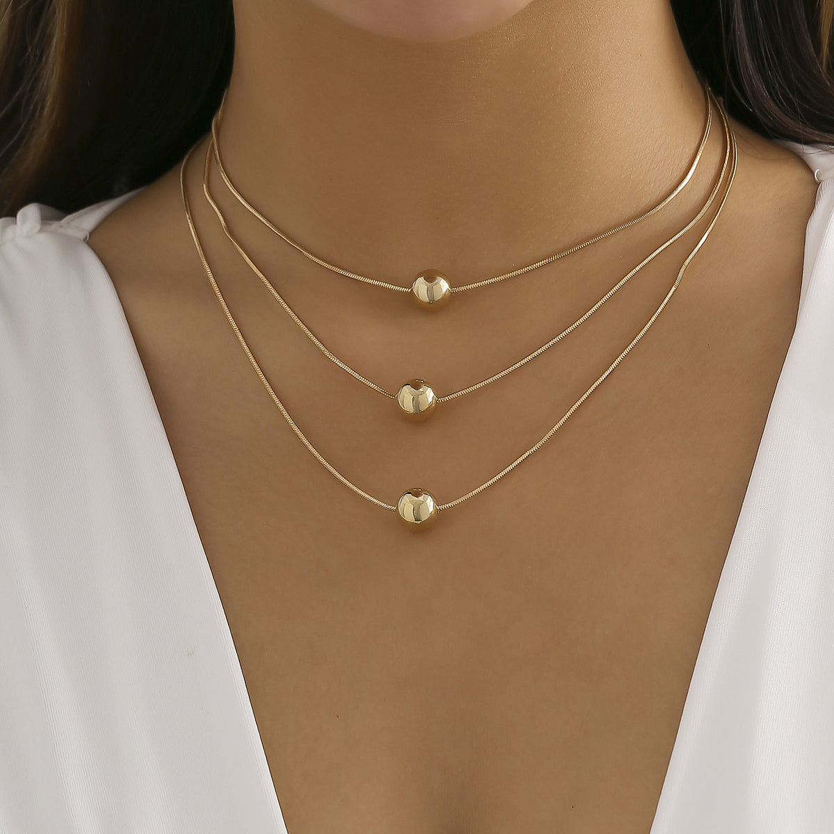 18K Gold-Plated Ball Necklace Set