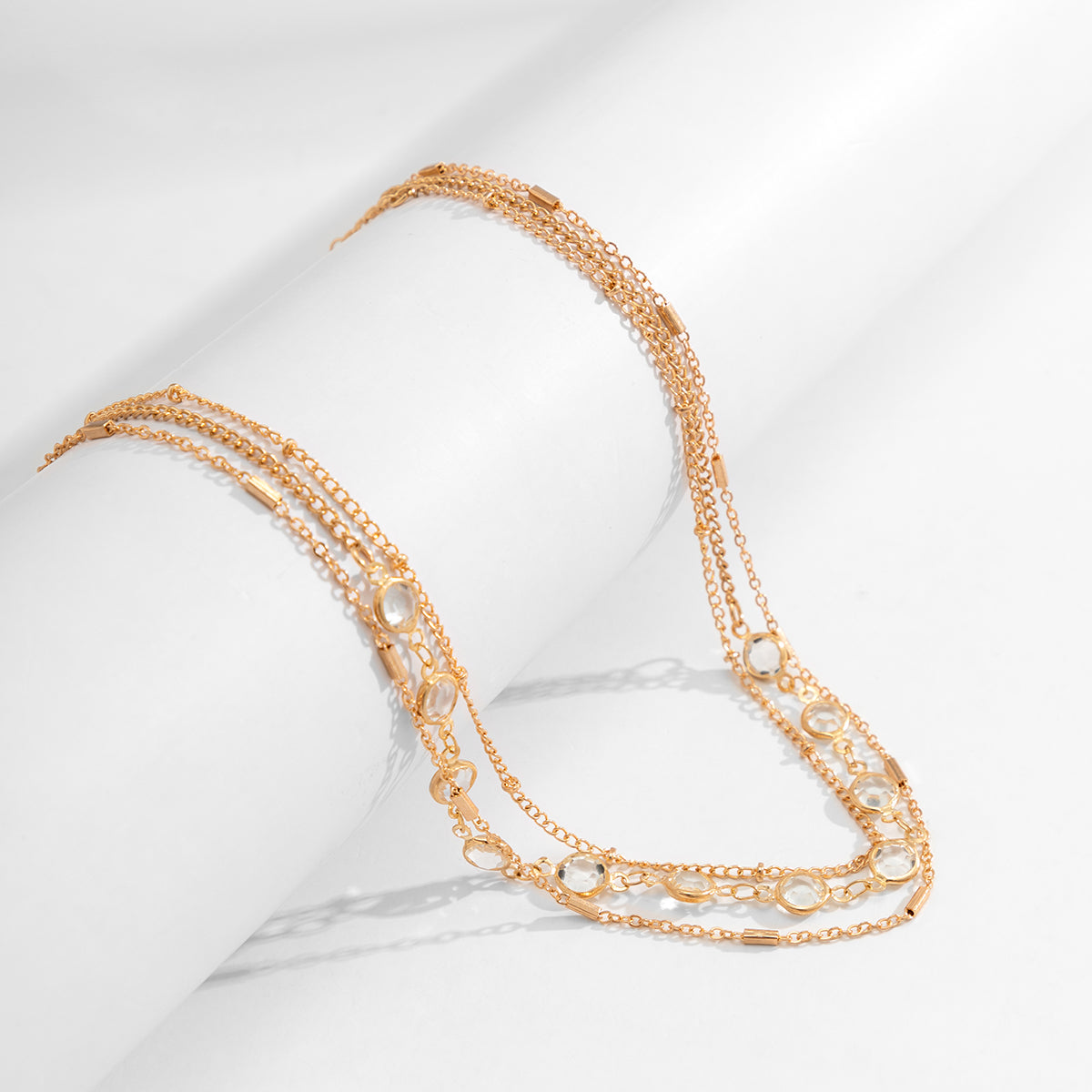 Cubic Zirconia & 18K Gold-Plated Chain Necklace