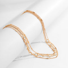 Cubic Zirconia & 18K Gold-Plated Chain Necklace