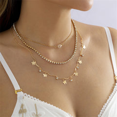 Cubic Zirconia & Pearl 18K Gold-Plated Tassel Necklace Set