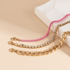 Pink Enamel & Cubic Zirconia Tennis Bracelet Set