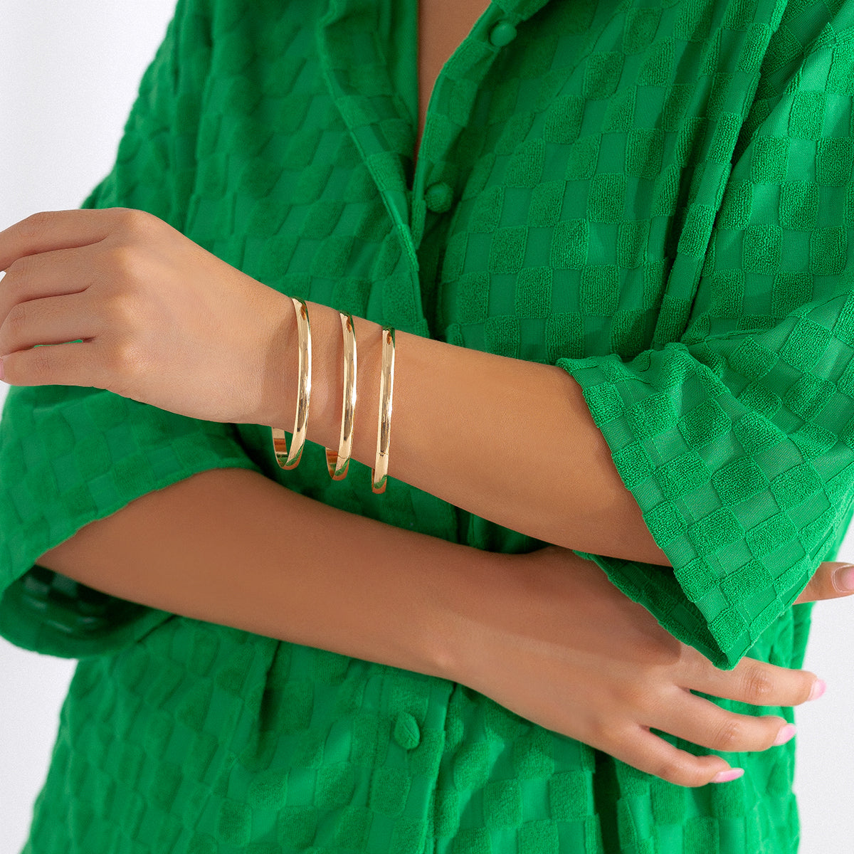 18K Gold-Plated Bangle - Set Of Three