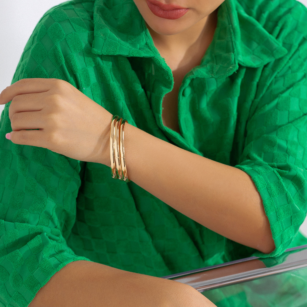 18K Gold-Plated Bangle - Set Of Three