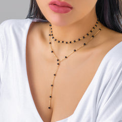 Black Acrylic & 18K Gold-Plated Lariat Necklace & Choker