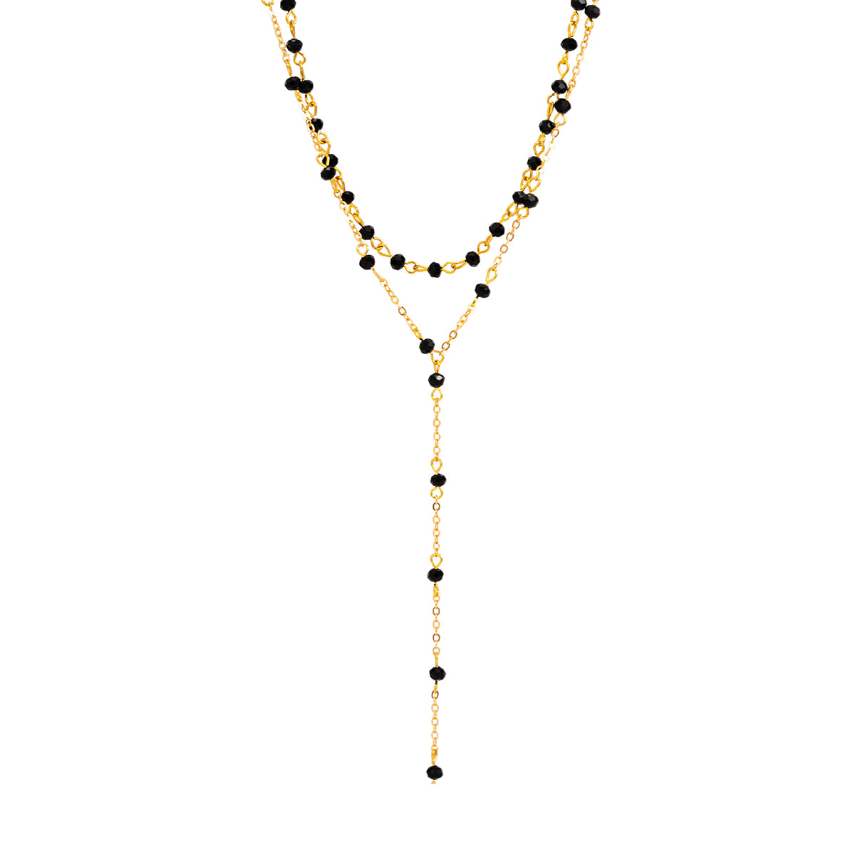 Black Acrylic & 18K Gold-Plated Lariat Necklace & Choker