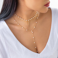 White Acrylic & 18K Gold-Plated Y-Necklace Set