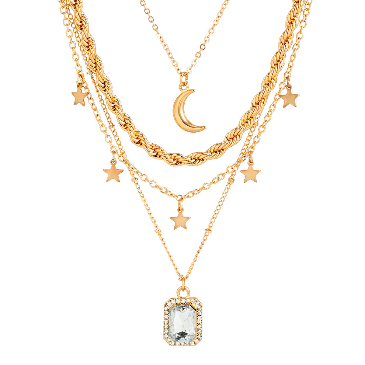 Crystal & Cubic Zirconia Twine Celestial Chain Four-Piece Necklace Set