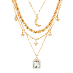 Crystal & Cubic Zirconia Twine Celestial Chain Four-Piece Necklace Set