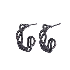 Black Twisted Huggie Earrings