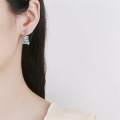 Crystal & Silver-Plated Star Rectangle Drop Earrings