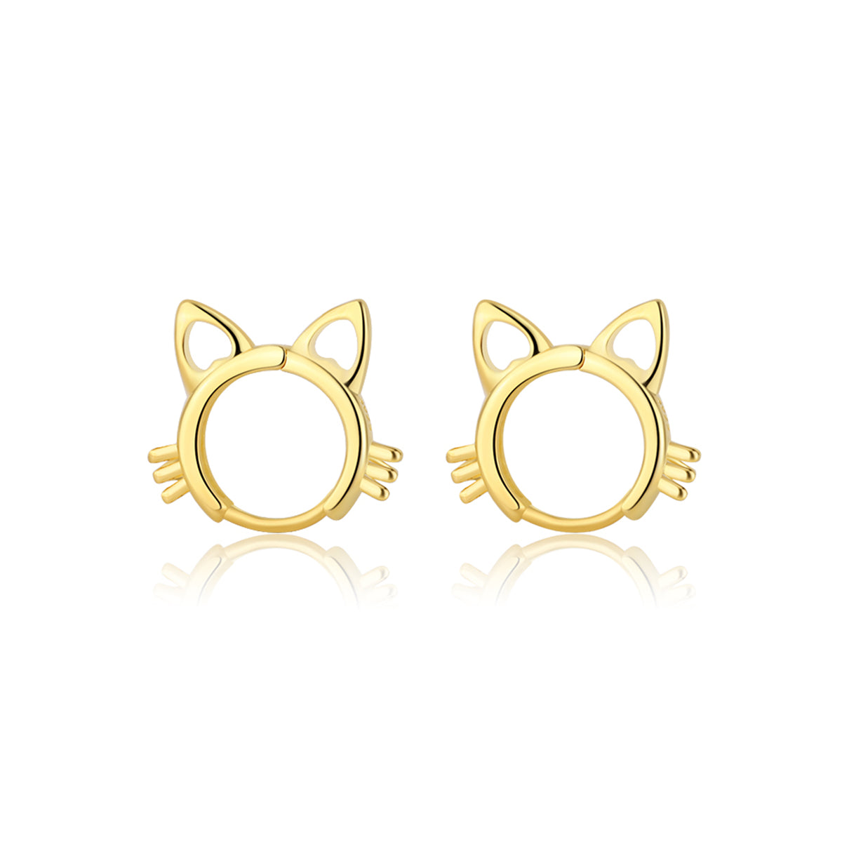 Elegant 18K gold-plated cat-shaped huggie earrings, perfect for adding a playful touch to any outfit.