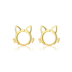 Elegant 18K gold-plated cat-shaped huggie earrings, perfect for adding a playful touch to any outfit.