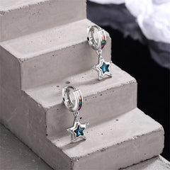 Blue Crystal & Cubic Zirconia Star Huggie Earrings
