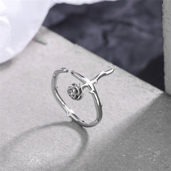 Silver-Plated Rose Open Ring