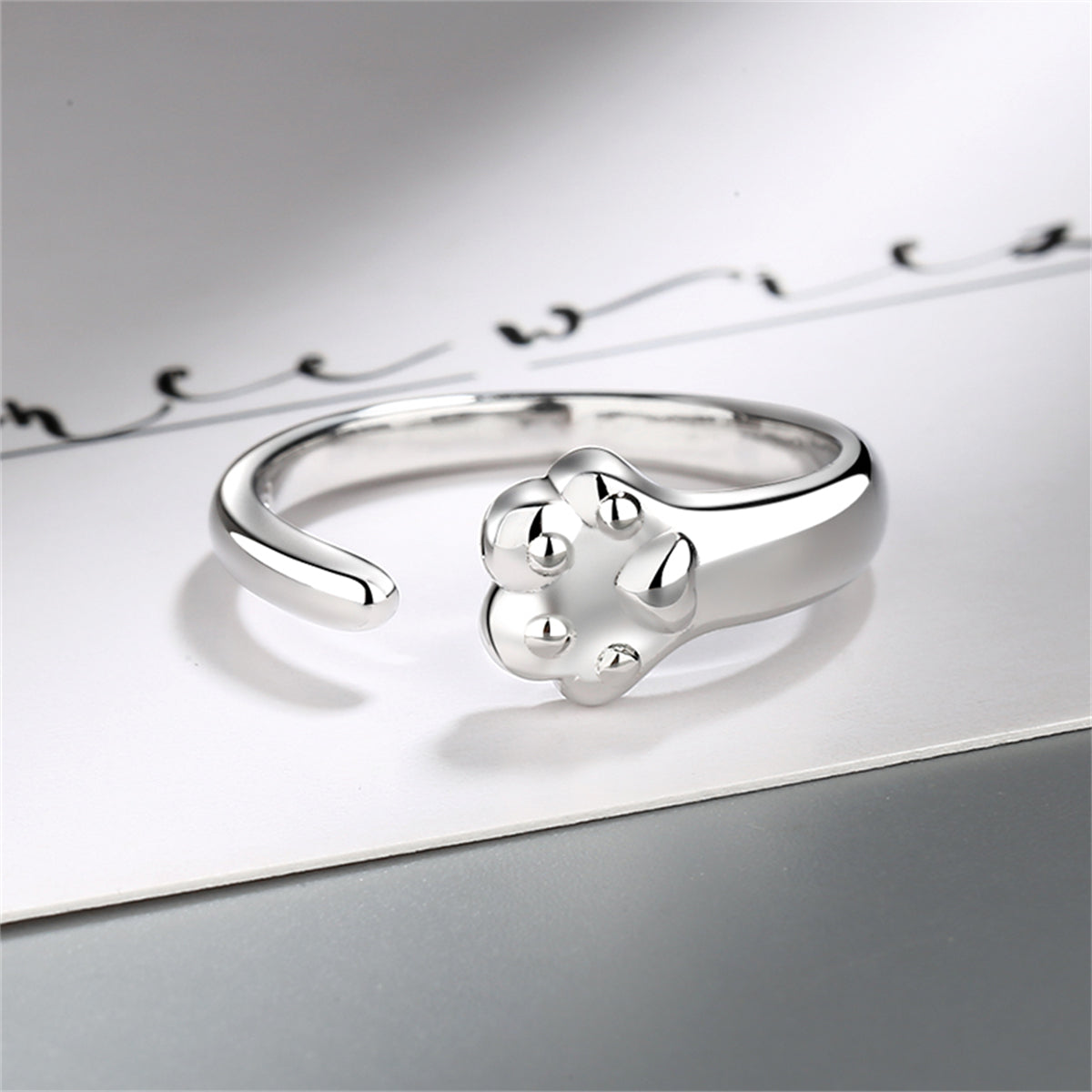 Silver-Plated Cat'S Paw Open Ring