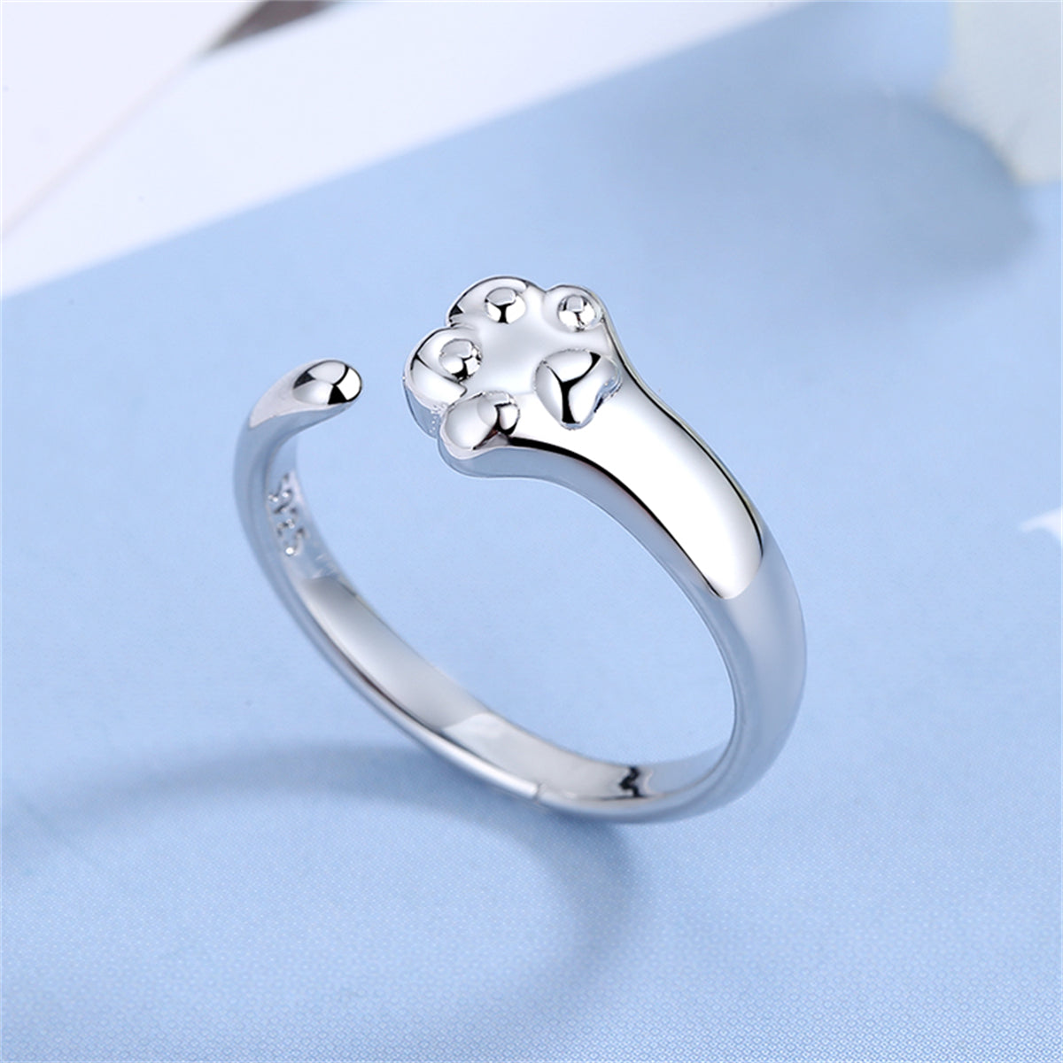 Silver-Plated Cat'S Paw Open Ring