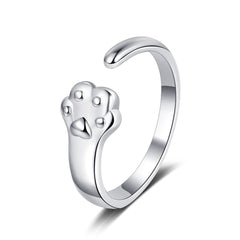 Silver-Plated Cat'S Paw Open Ring