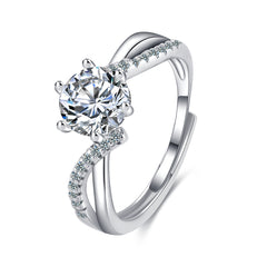 Crystal & Cubic Zirconia Wave Adjustable Ring