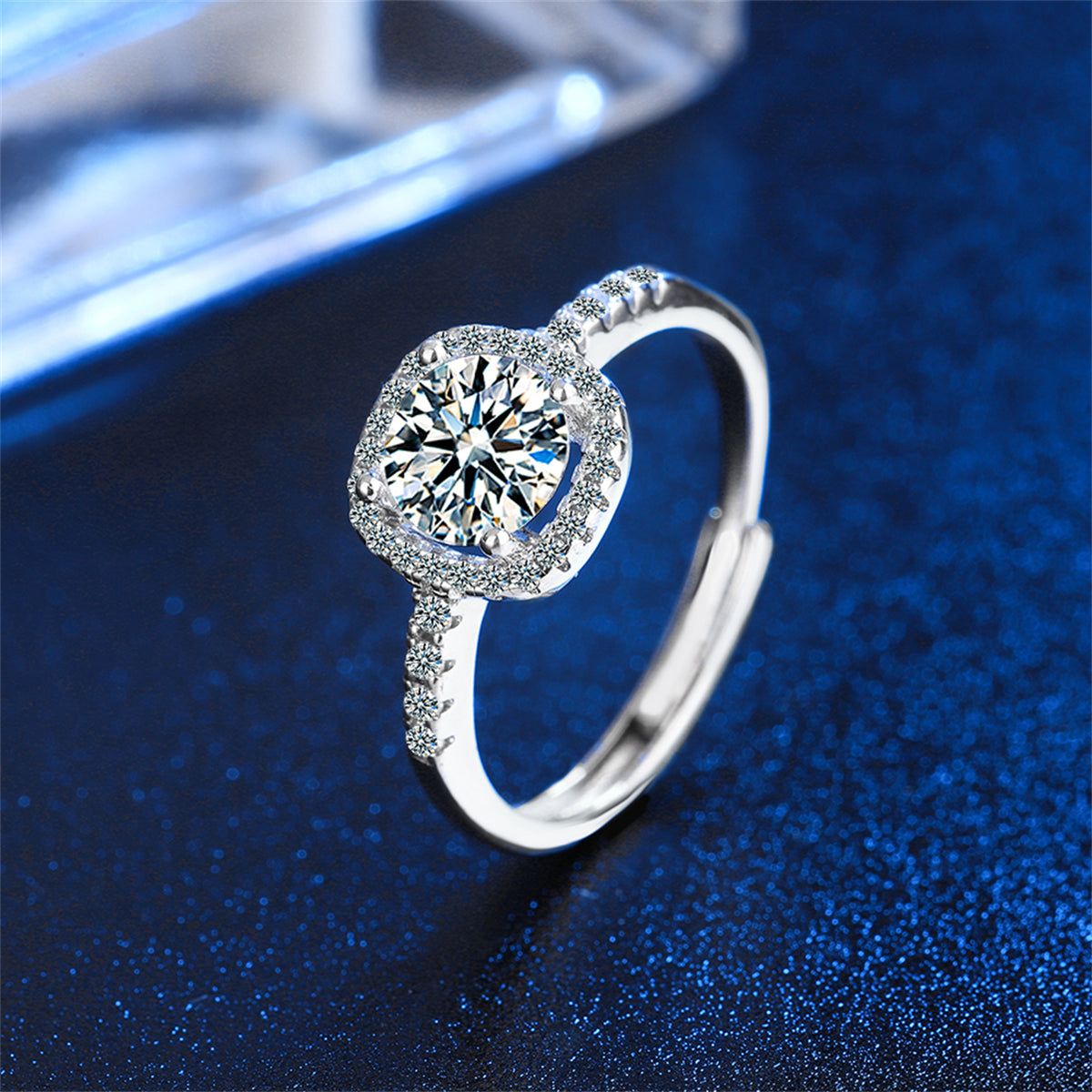 Crystal & Cubic Zirconia Halo Adjustable Ring