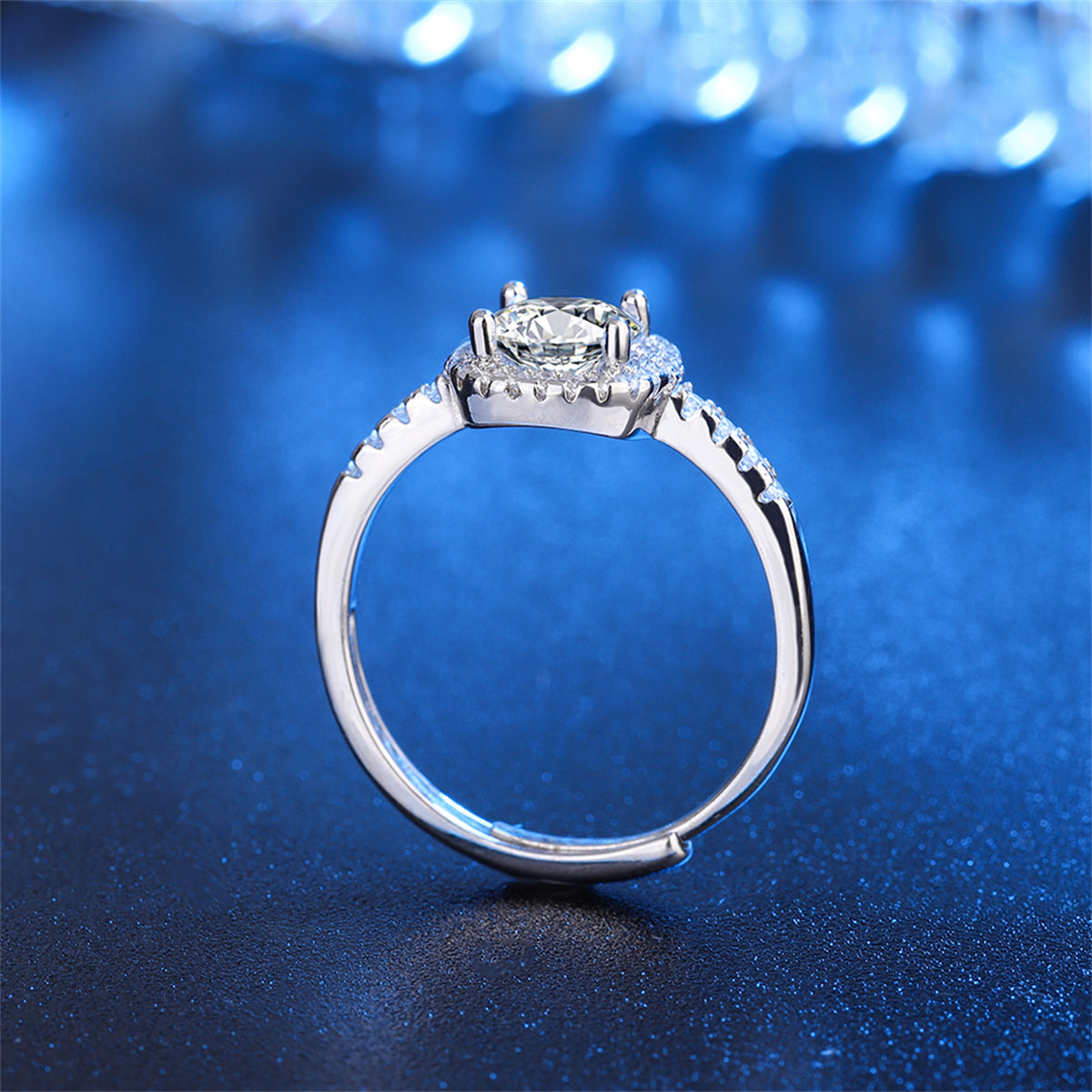 Crystal & Cubic Zirconia Halo Adjustable Ring