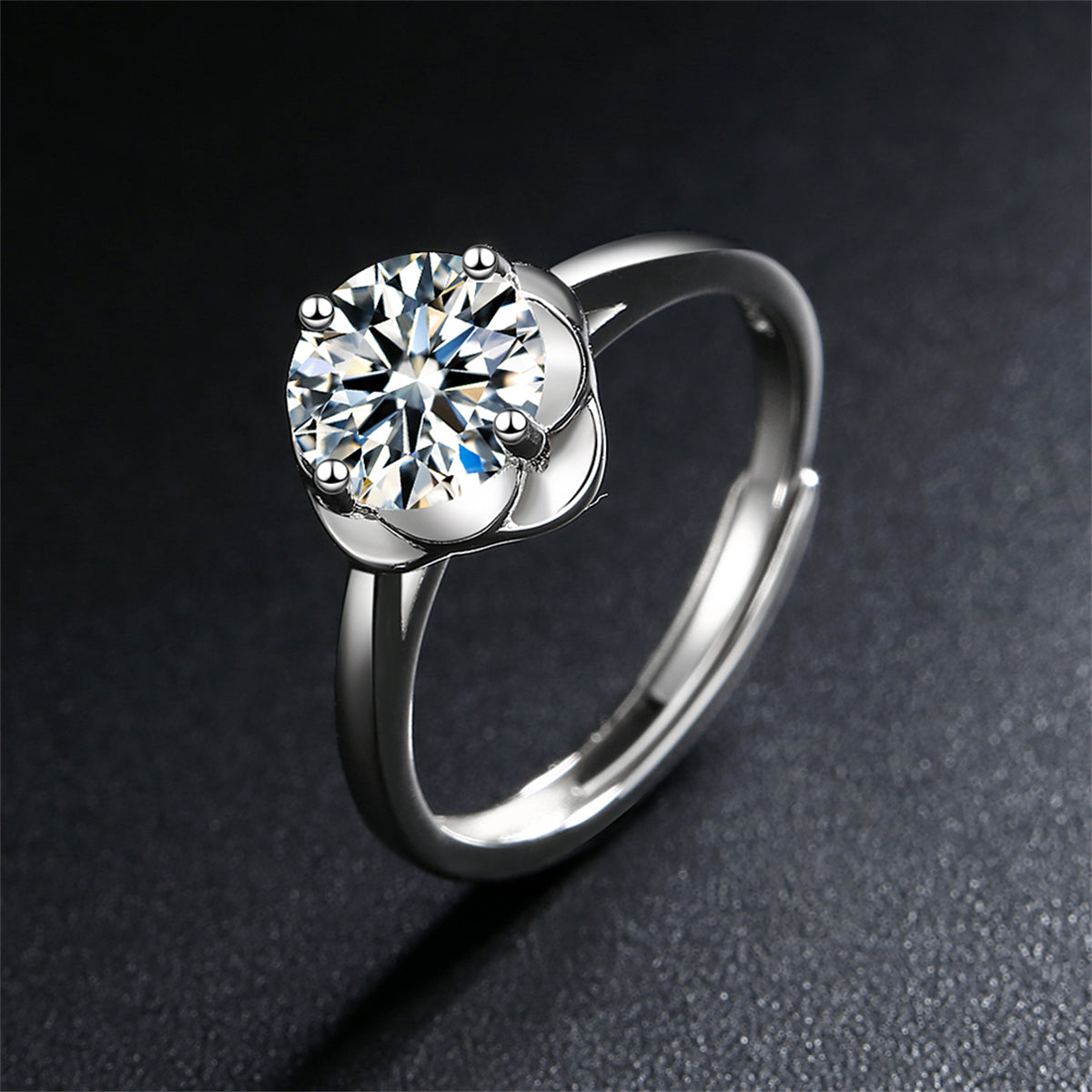 Crystal & Silver-Plated Floral Ring