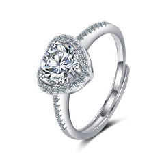 Crystal & Cubic Zirconia Halo Heart Ring