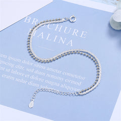 Silver-Plated Twine & Bead Chain Layered Bracelet