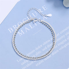 Silver-Plated Twine & Bead Chain Layered Bracelet