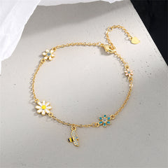 Clear Cubic Zirconia & Enamel 18K Gold-Plated Bee Mum Charm Bracelet