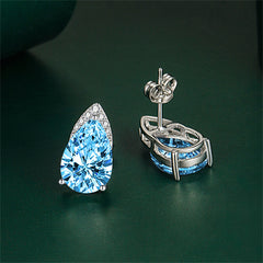 Colored Crystal & Cubic Zirconia Pear-Cut Stud Earrings