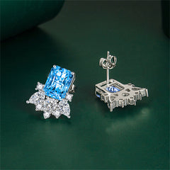 Colored Crystal & Cubic Zirconia Radiant Stud Earrings