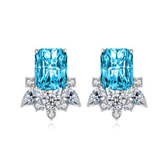 Colored Crystal & Cubic Zirconia Radiant Stud Earrings