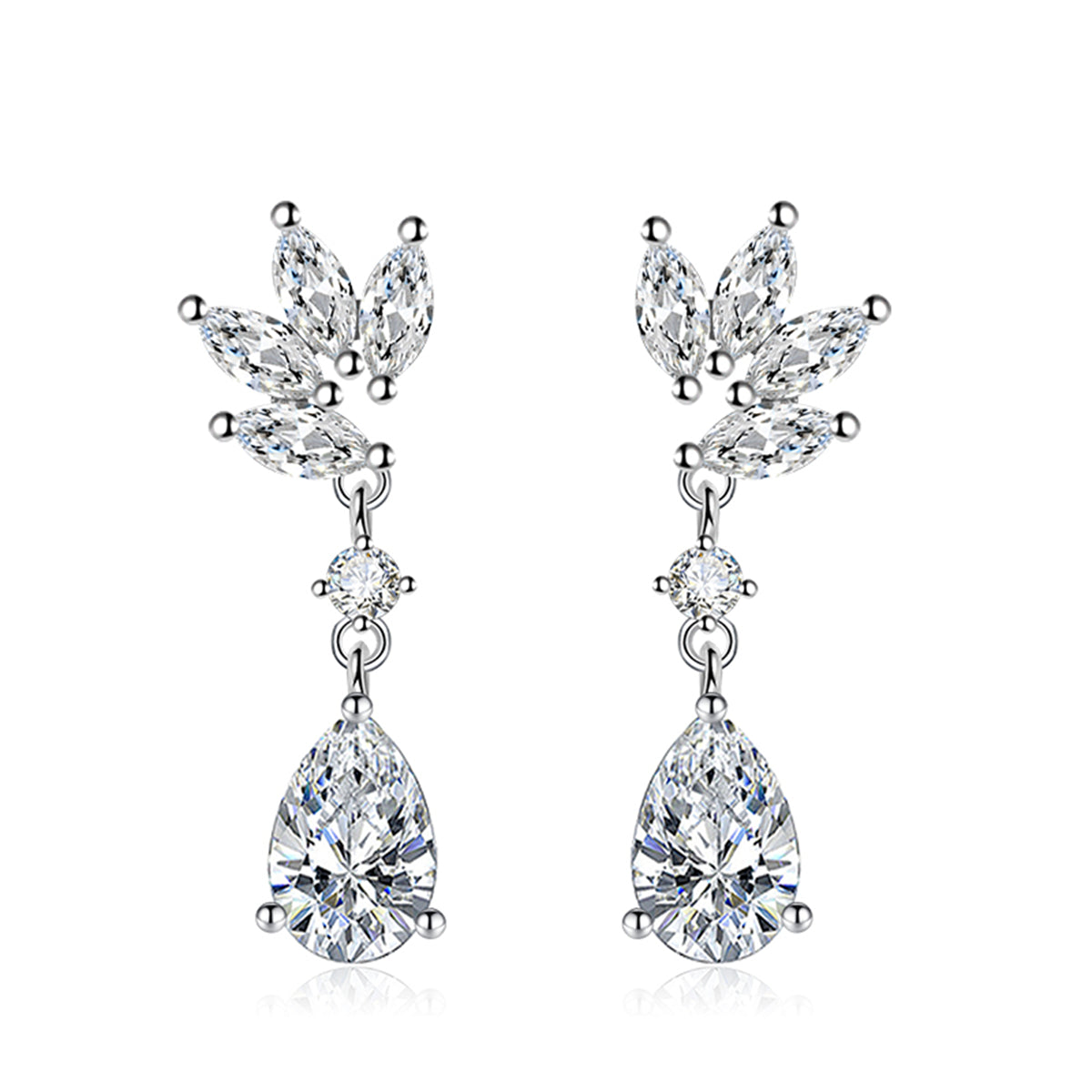 Cubic Zirconia & Colored Crystal Botanical Drop Earrings