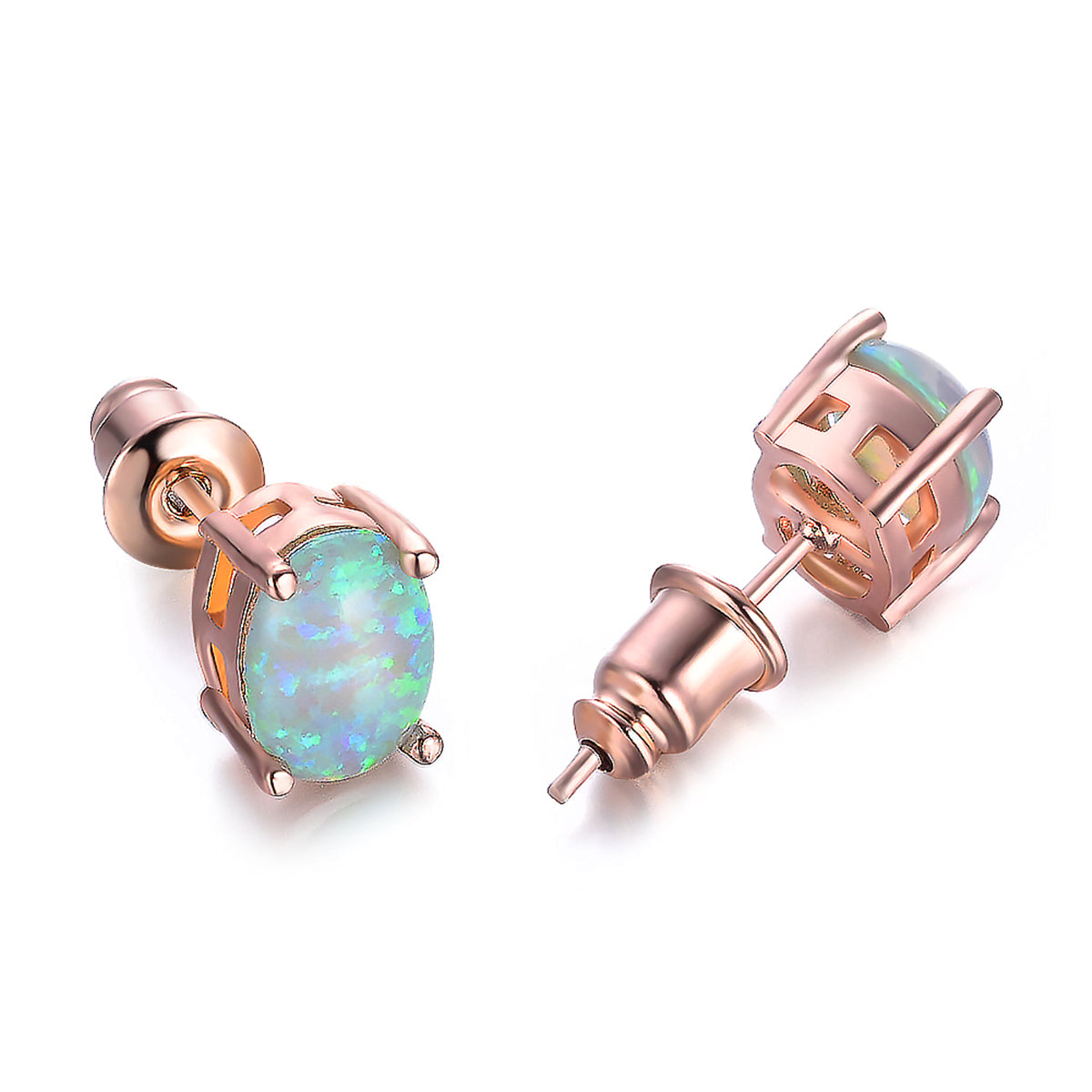 White Egg Opal & 18K Rose Gold-Plated Stud Earrings