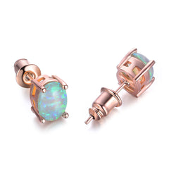 White Egg Opal & 18K Rose Gold-Plated Stud Earrings