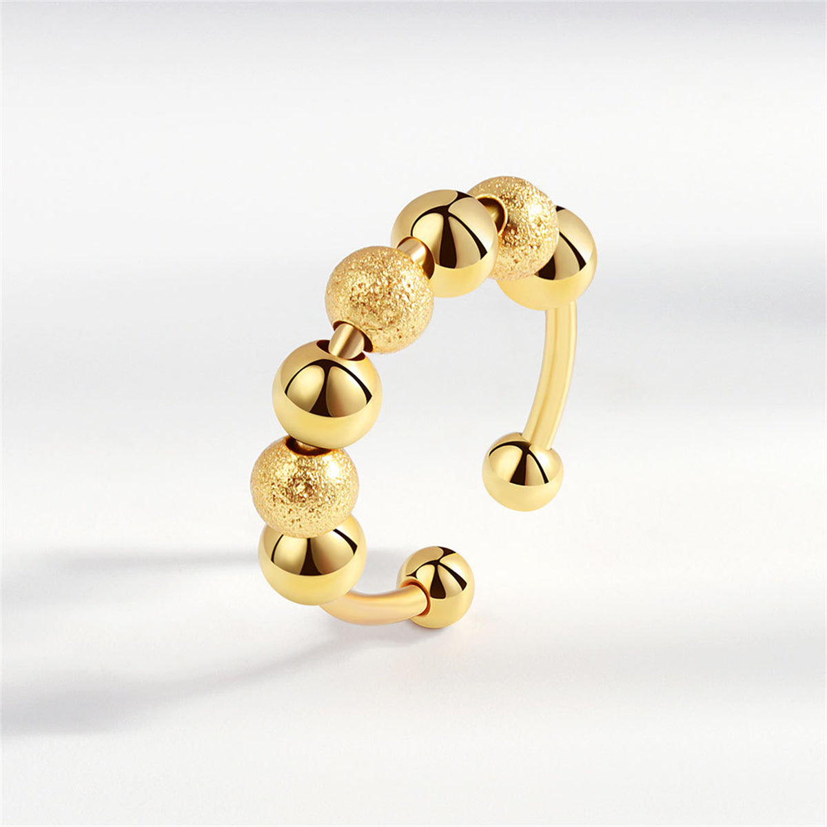 18K Gold-Plated Frosted Beaded Open Ring