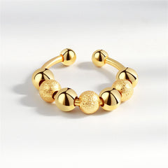 18K Gold-Plated Frosted Beaded Open Ring