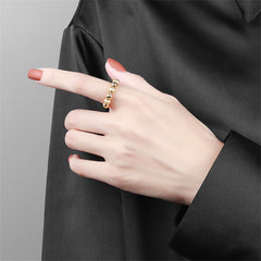 18K Gold-Plated Frosted Beaded Open Ring