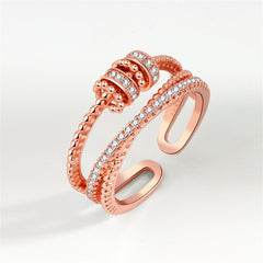 Cubic Zirconia & 18K Rose Gold-Plated Coil Open Ring