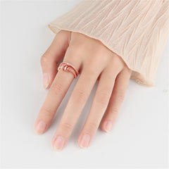 Cubic Zirconia & 18K Rose Gold-Plated Coil Open Ring