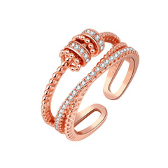 Cubic Zirconia & 18K Rose Gold-Plated Coil Open Ring