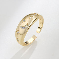 Cubic Zirconia & 18K Gold-Plated Celestial Open Ring