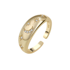 Cubic Zirconia & 18K Gold-Plated Celestial Open Ring