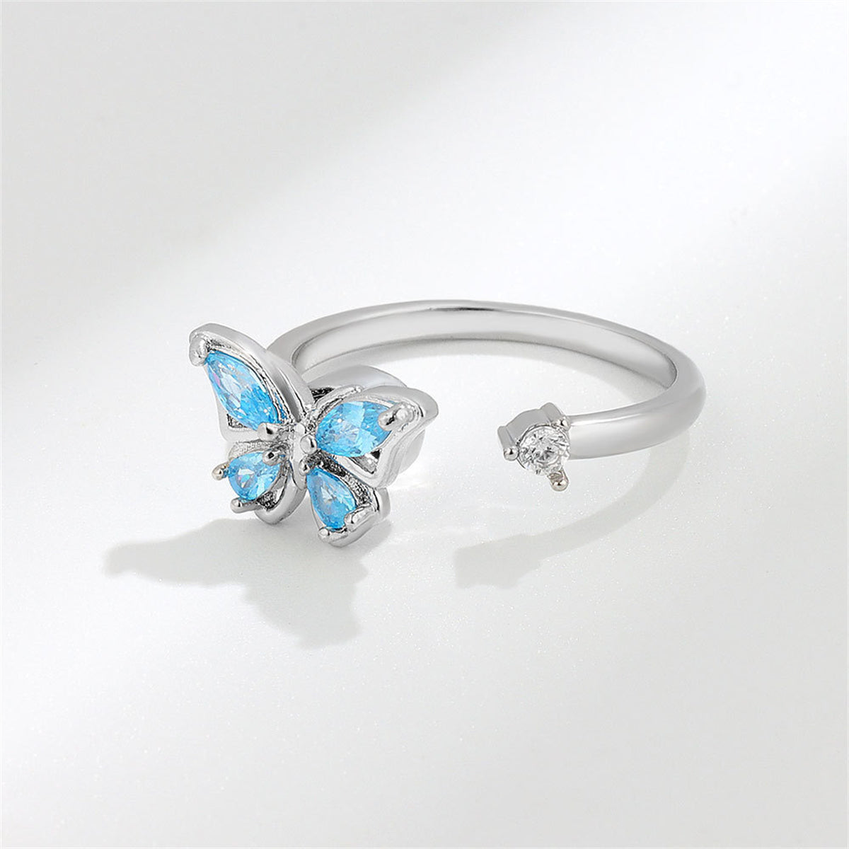 Blue Crystal & Cubic Zirconia Butterfly Open Ring