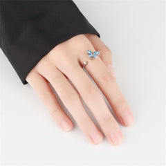 Blue Crystal & Cubic Zirconia Butterfly Open Ring