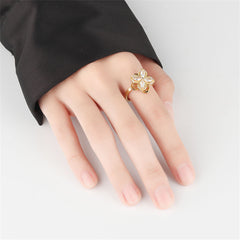 Crystal & Cubic Zirconia 18K Gold-Plated Rotating Floral Ring